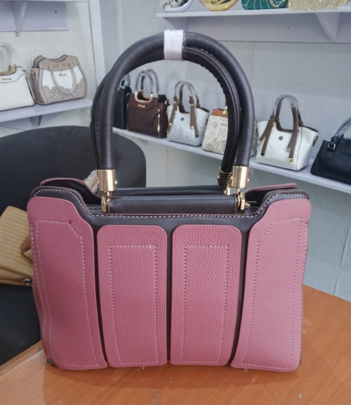 Rose pink panel tote