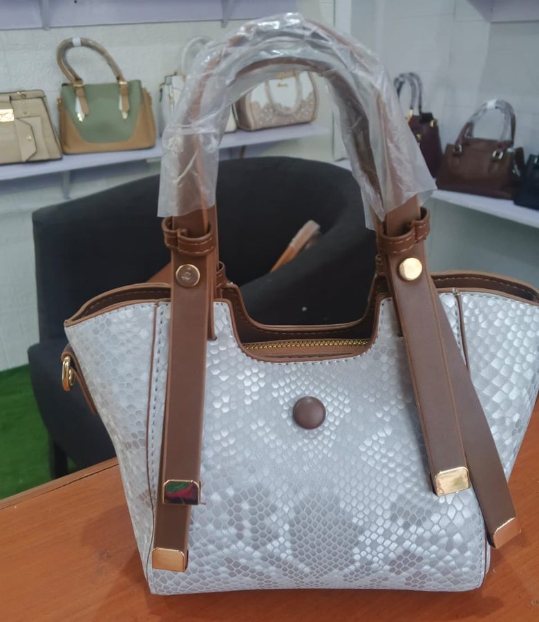 Smoke grey snake-print trapeze tote